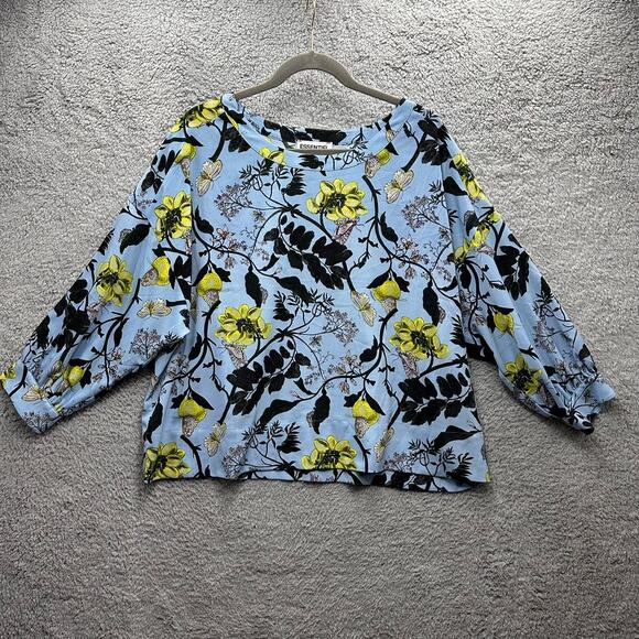 Essential Antwerp Women's Large? Blue Floral Blouse Flowy Bright Comfort - Picture 1 of 10